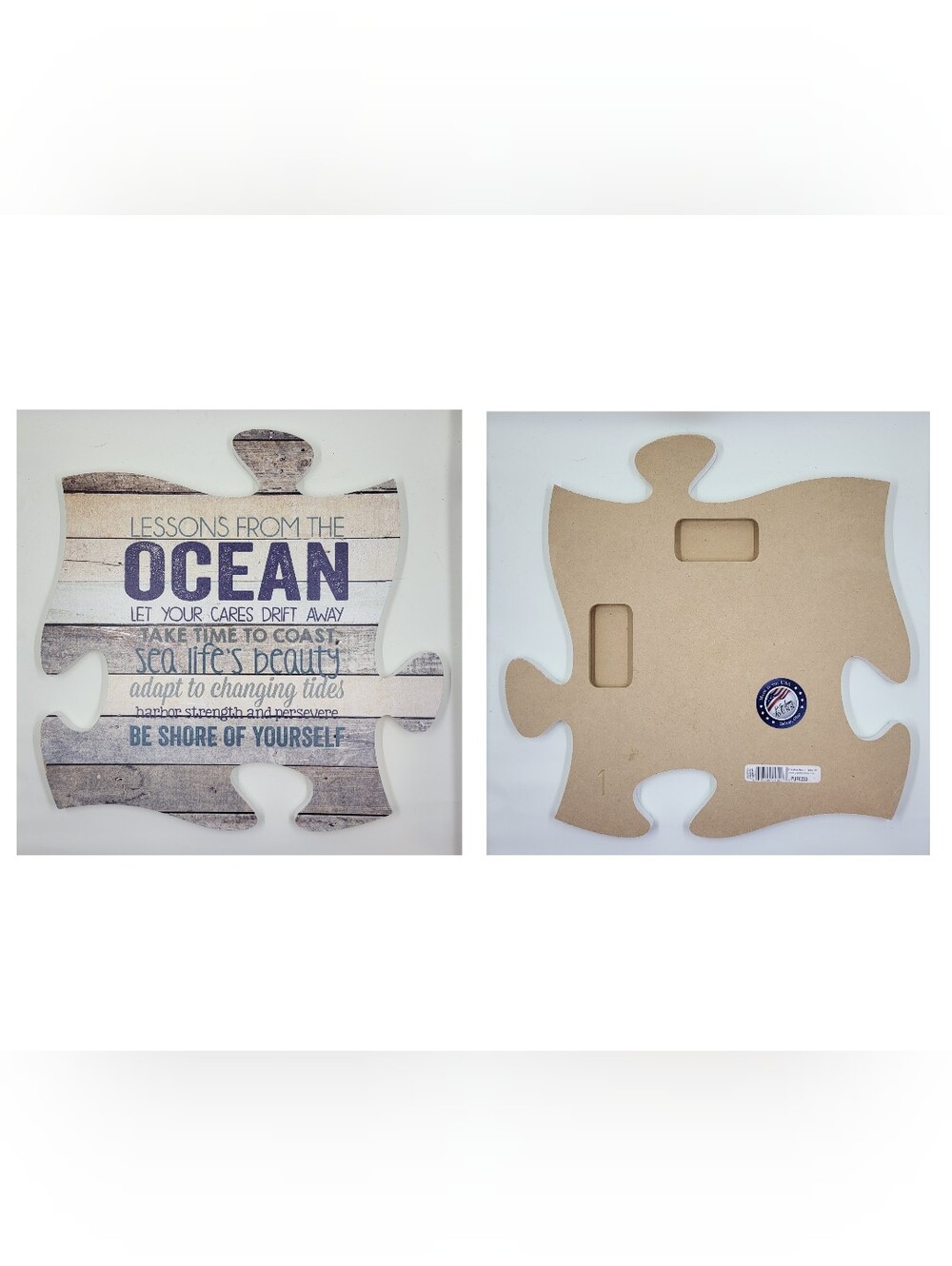 Coastal Puzzle Wall Art Sign in Blue and Brown